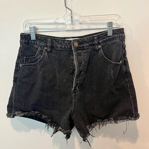 ROLLA'S Black Jean Shorts High-Waisted Frayed Hem